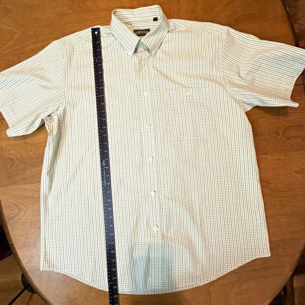 Orvis Men's XL Wrinkle Resistant Cotton Short Sleeve Button-Down Check Shirt